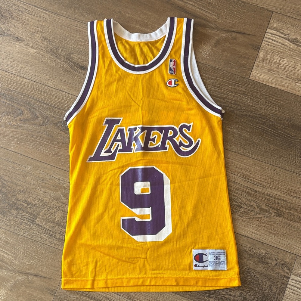 Vintage #9 Los Angeles Lakers Nick Van Exel Champion Jersey – 90s NBA
